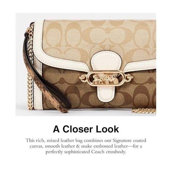 Coach Jade Chain Crossbody In Signature Canvas Shoulder Bag IM/Tan/Sand/Chalk - Picture 3 of 4